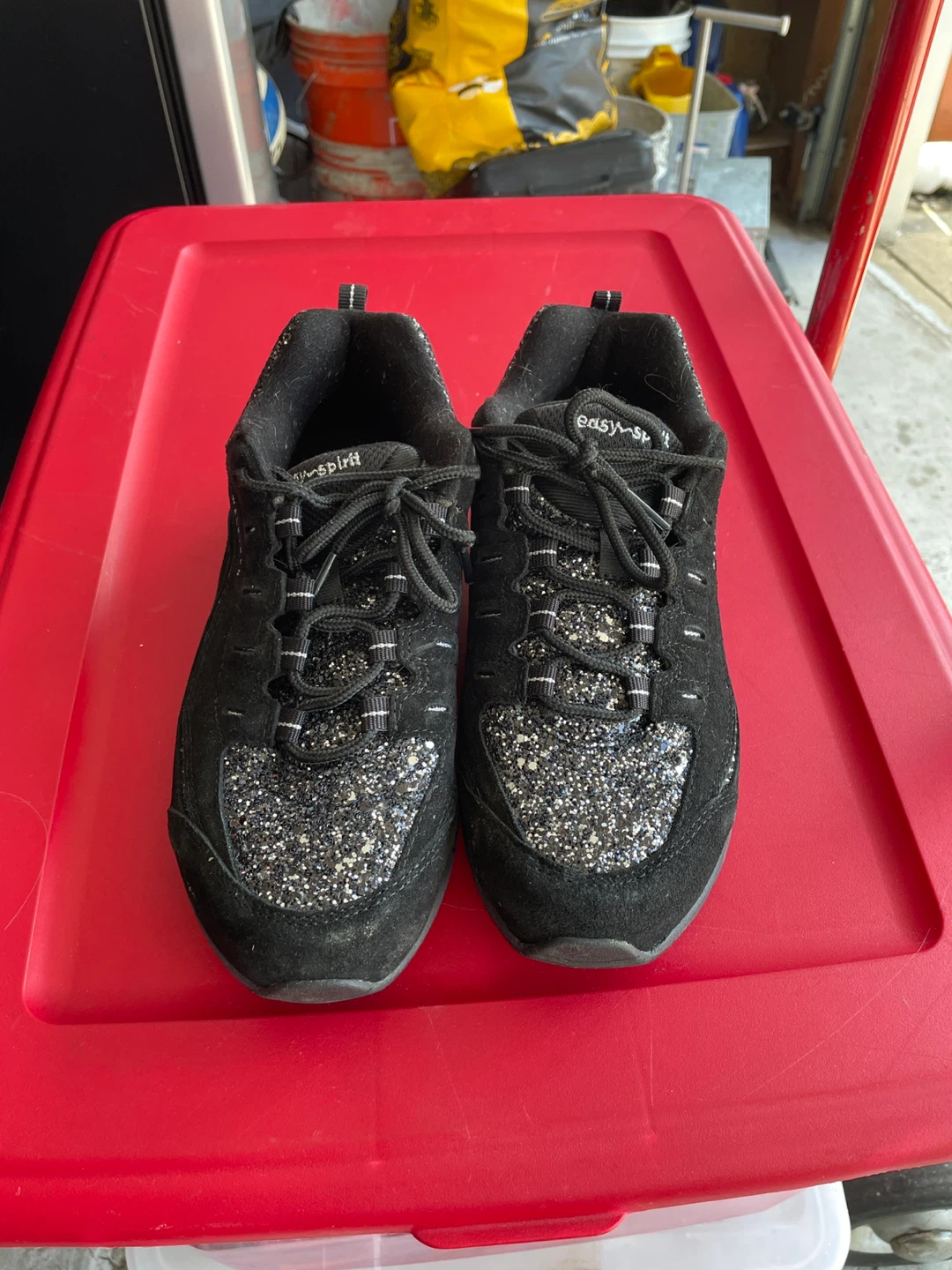 Easy Spirit Black Glitter Sneakers