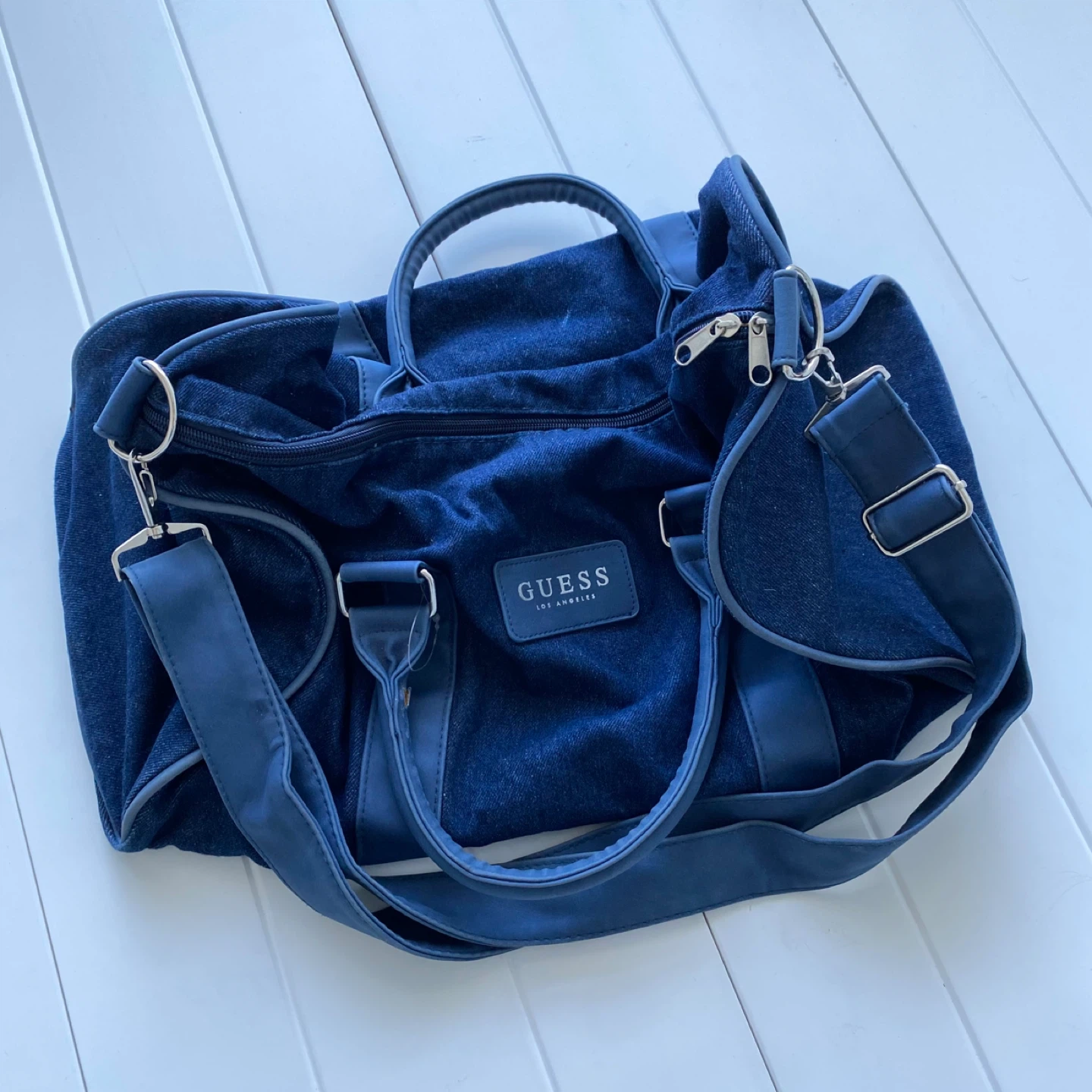 GUESS Los Angeles Denim Duffle Bag