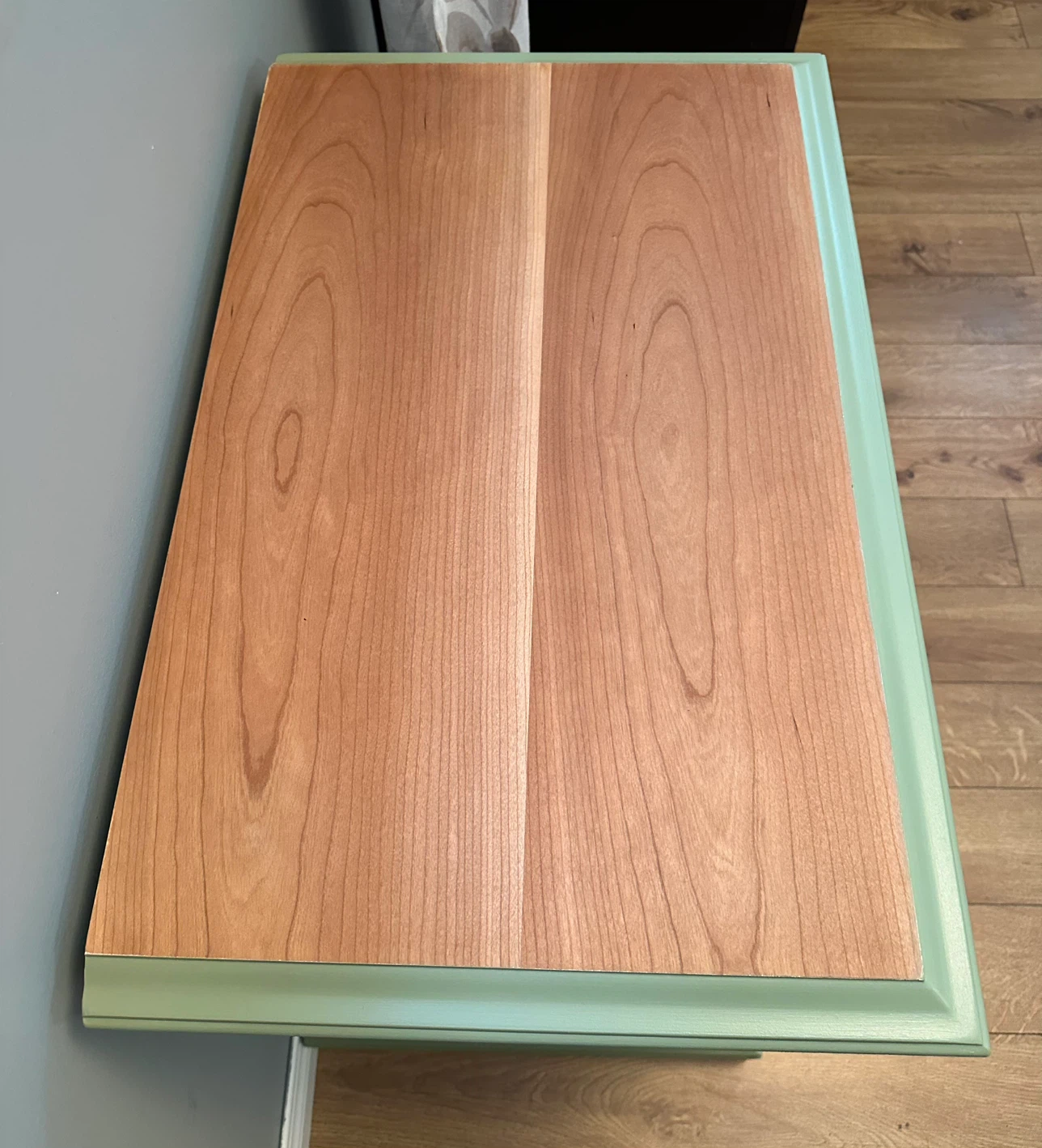 Two-Drawer Nightstand / Side Table - Green & Cream - photo 4