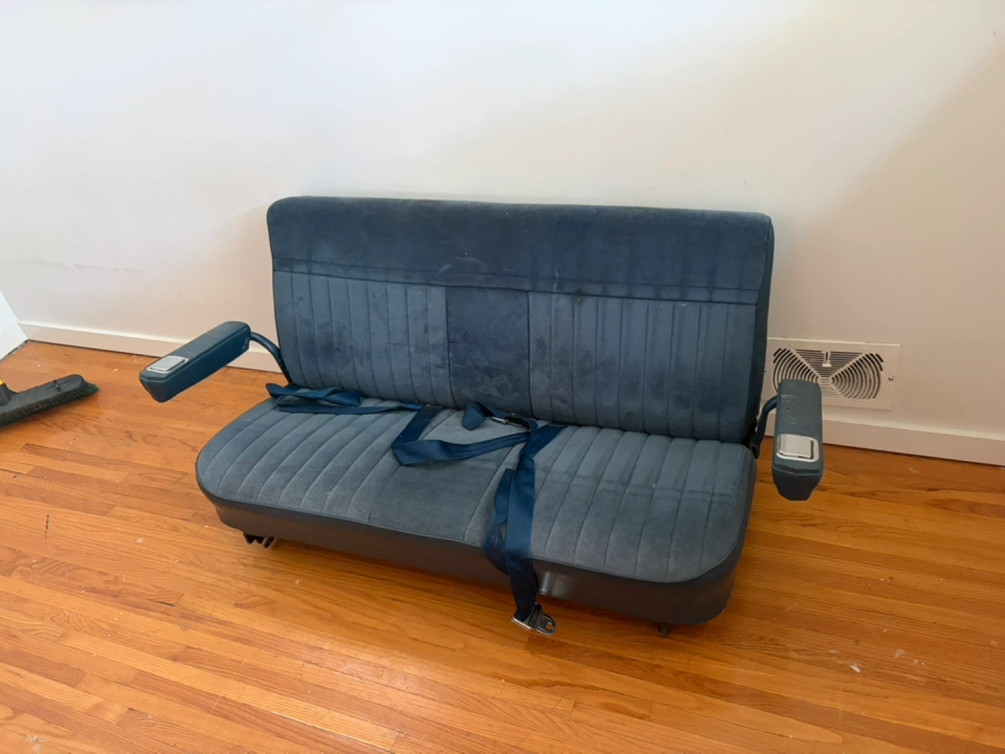 1986 Suburban Blue Upholstered Bench Seat with Armrests