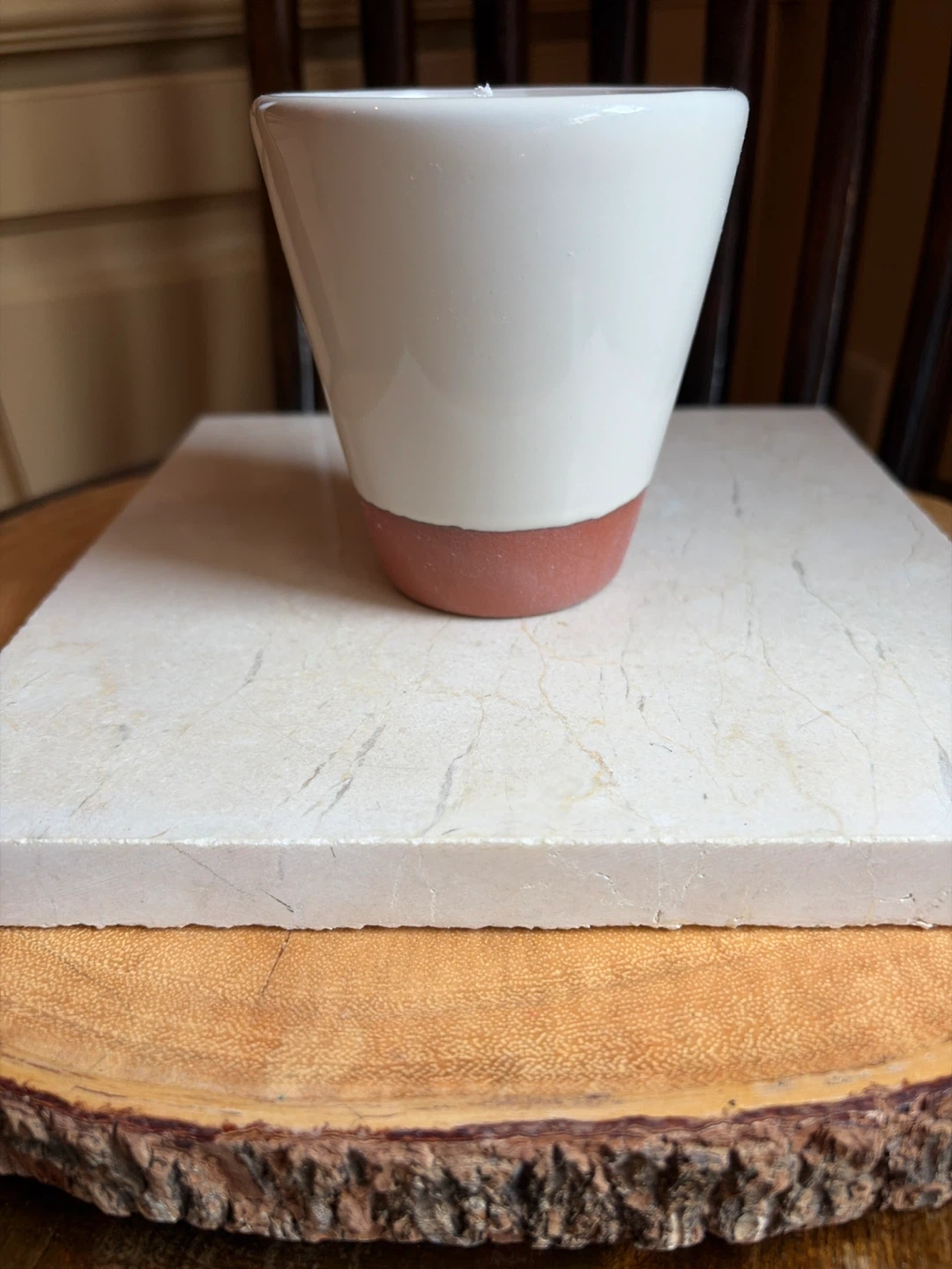 Terra Cotta and Glazed Candle with Ladybug Design - photo 3