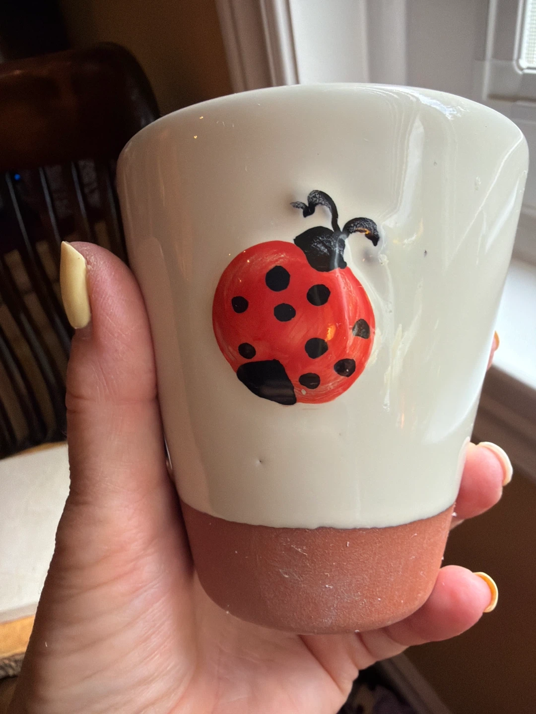 Terra Cotta and Glazed Candle with Ladybug Design - photo 4
