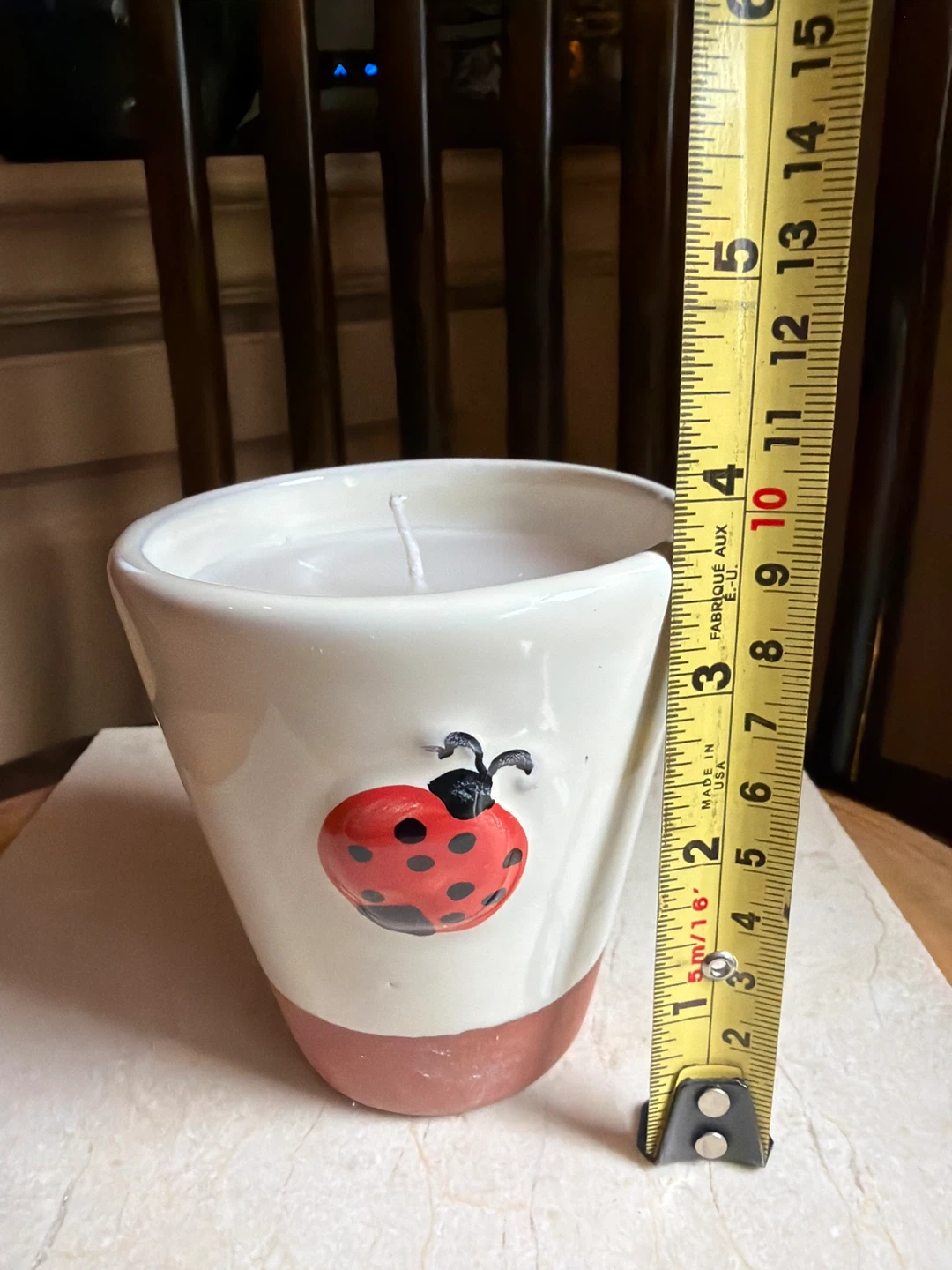 Terra Cotta and Glazed Candle with Ladybug Design - photo 5
