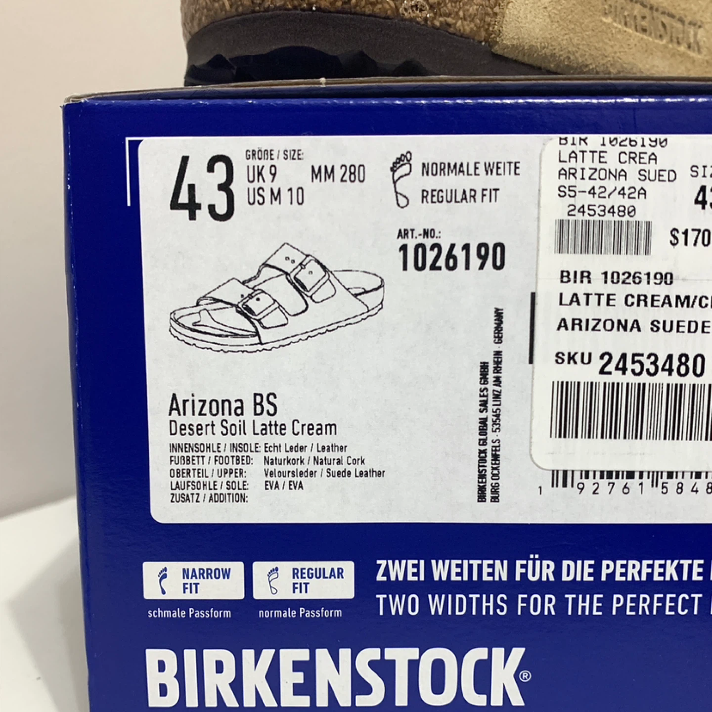 Birkenstock Arizona Mens Sandal Size 43 Suede Leather Shoes NEW - photo 5