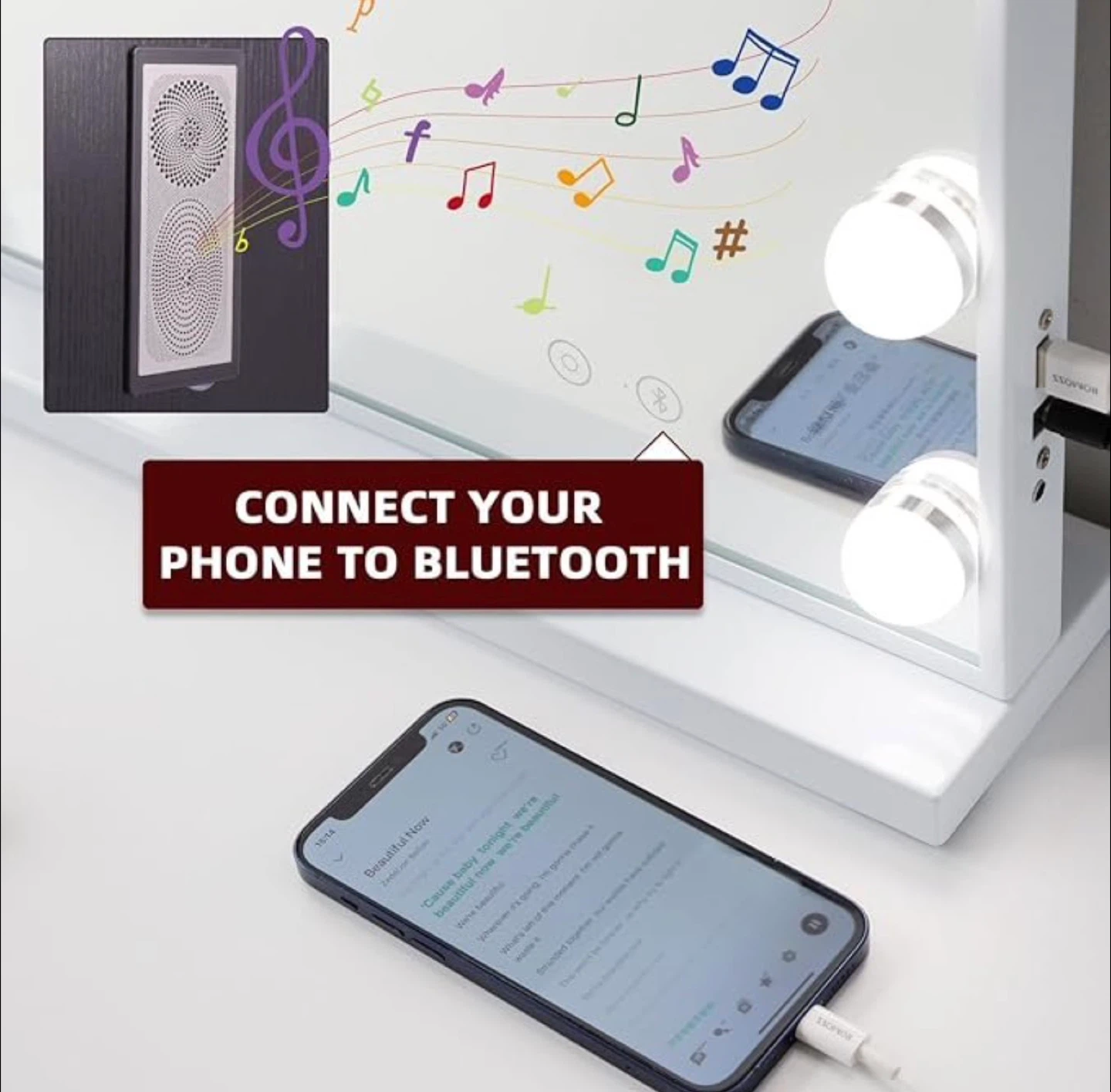 VANITII Makeup Mirror with Lights and Bluetooth Speaker - photo 2