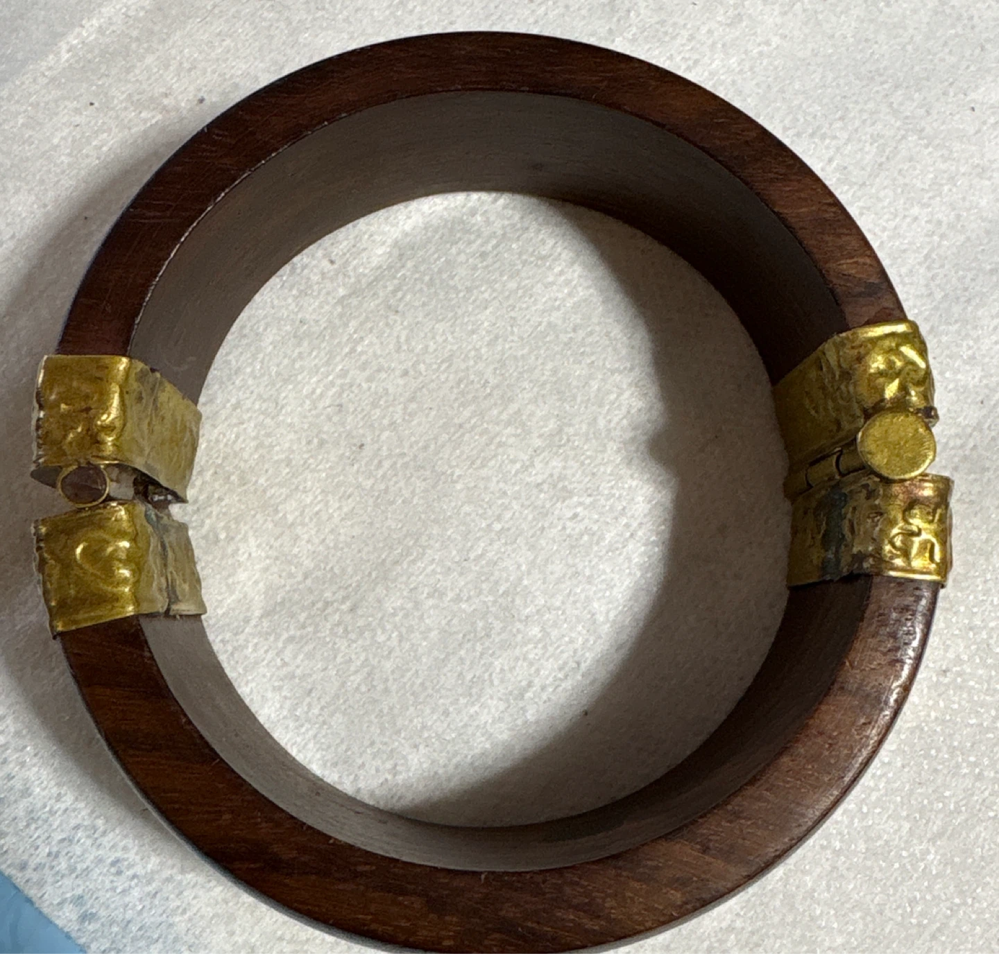 Vintage Wooden bangle with brass accents
