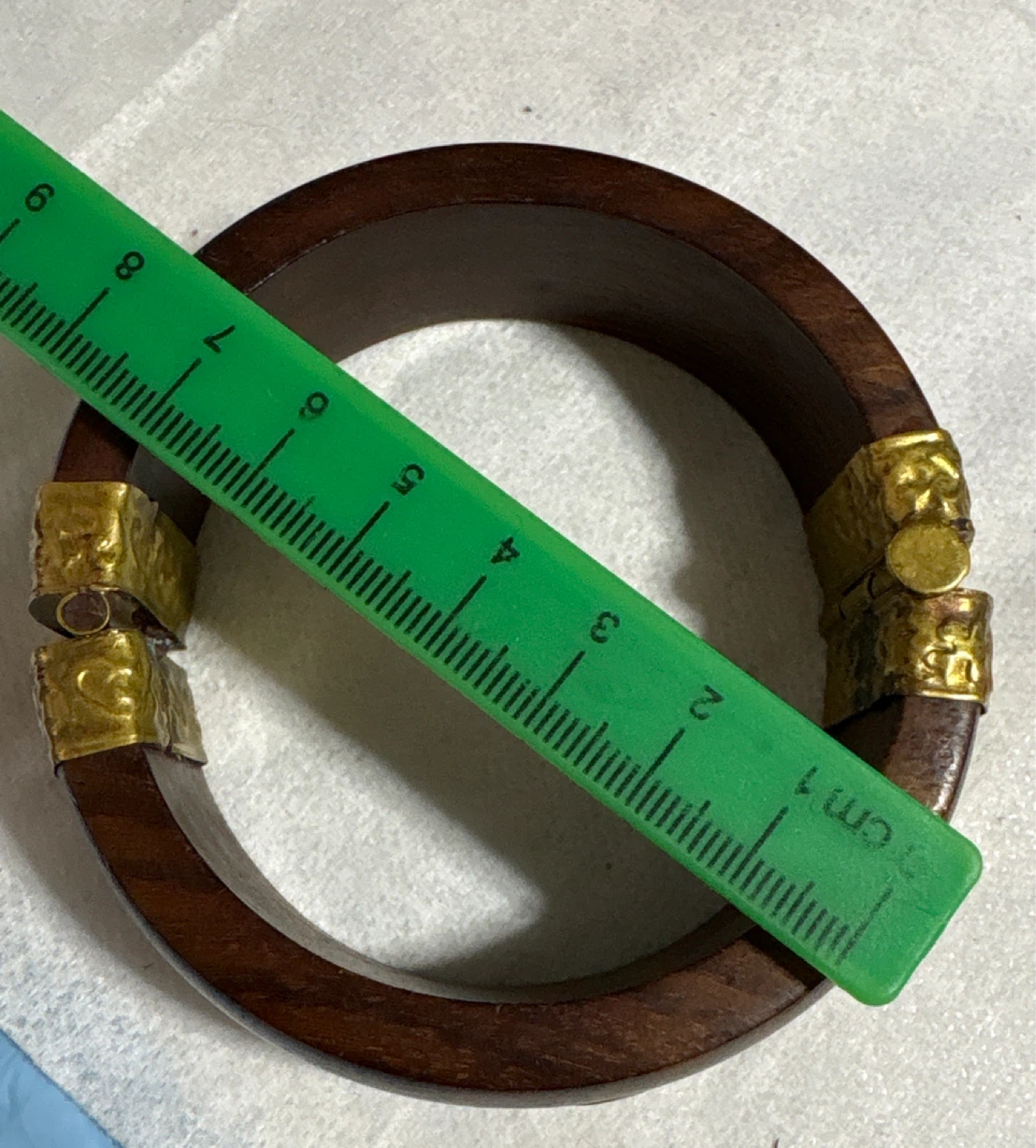 Vintage Wooden bangle with brass accents - photo 2
