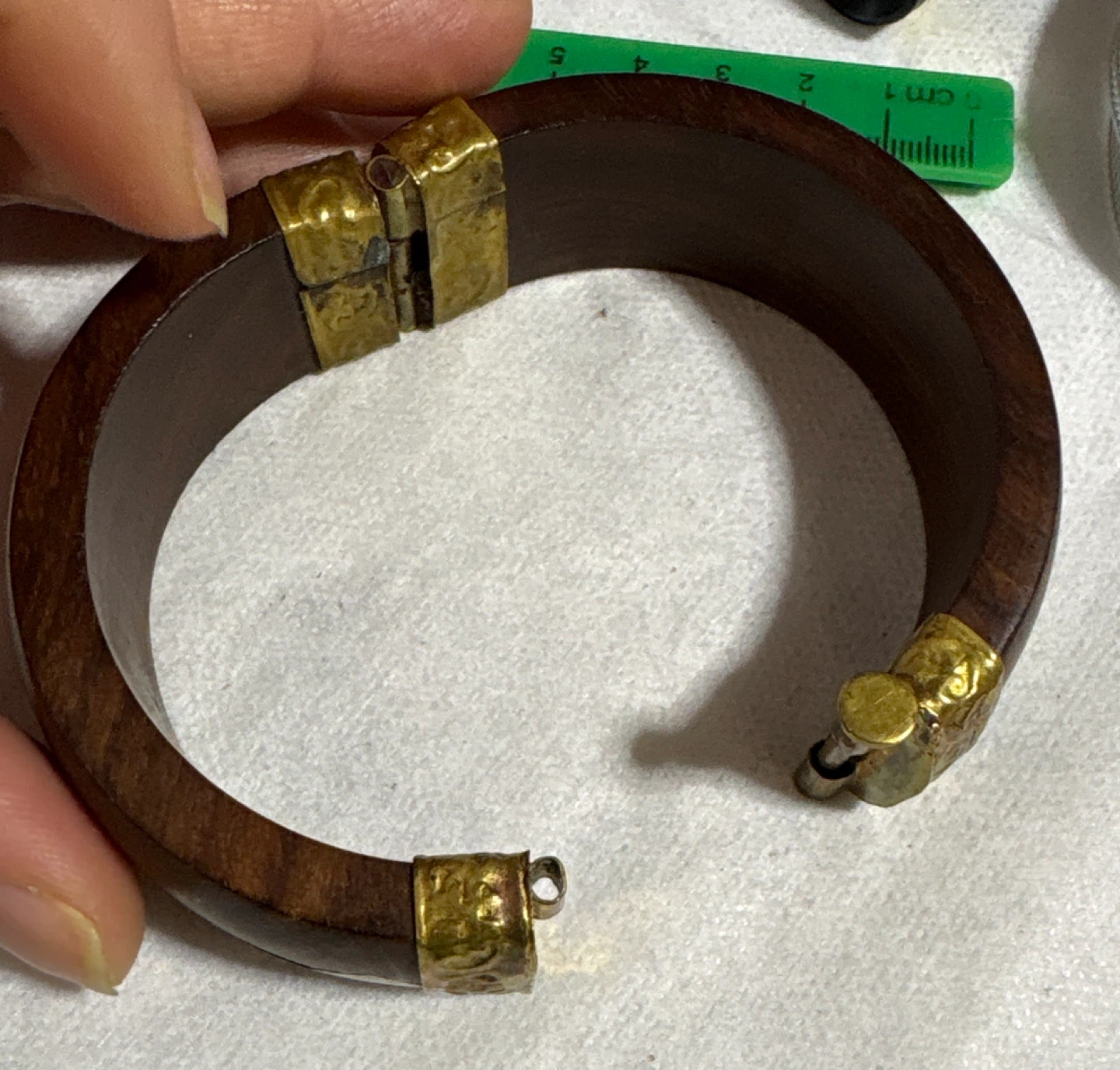 Vintage Wooden bangle with brass accents - photo 3