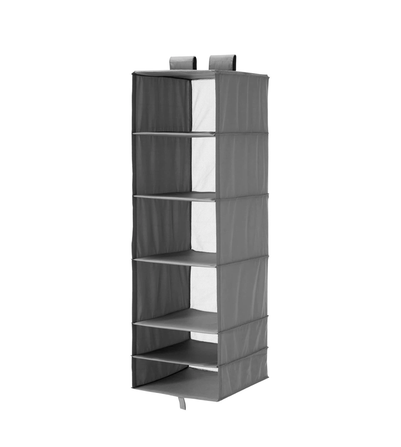 Grey Hanging Closet Organizer - 6 Shelves