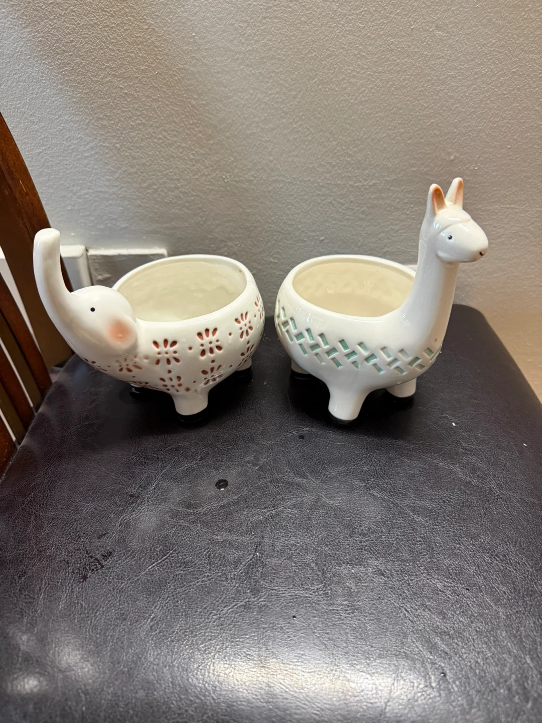 Ceramic Elephant and Llama Planters