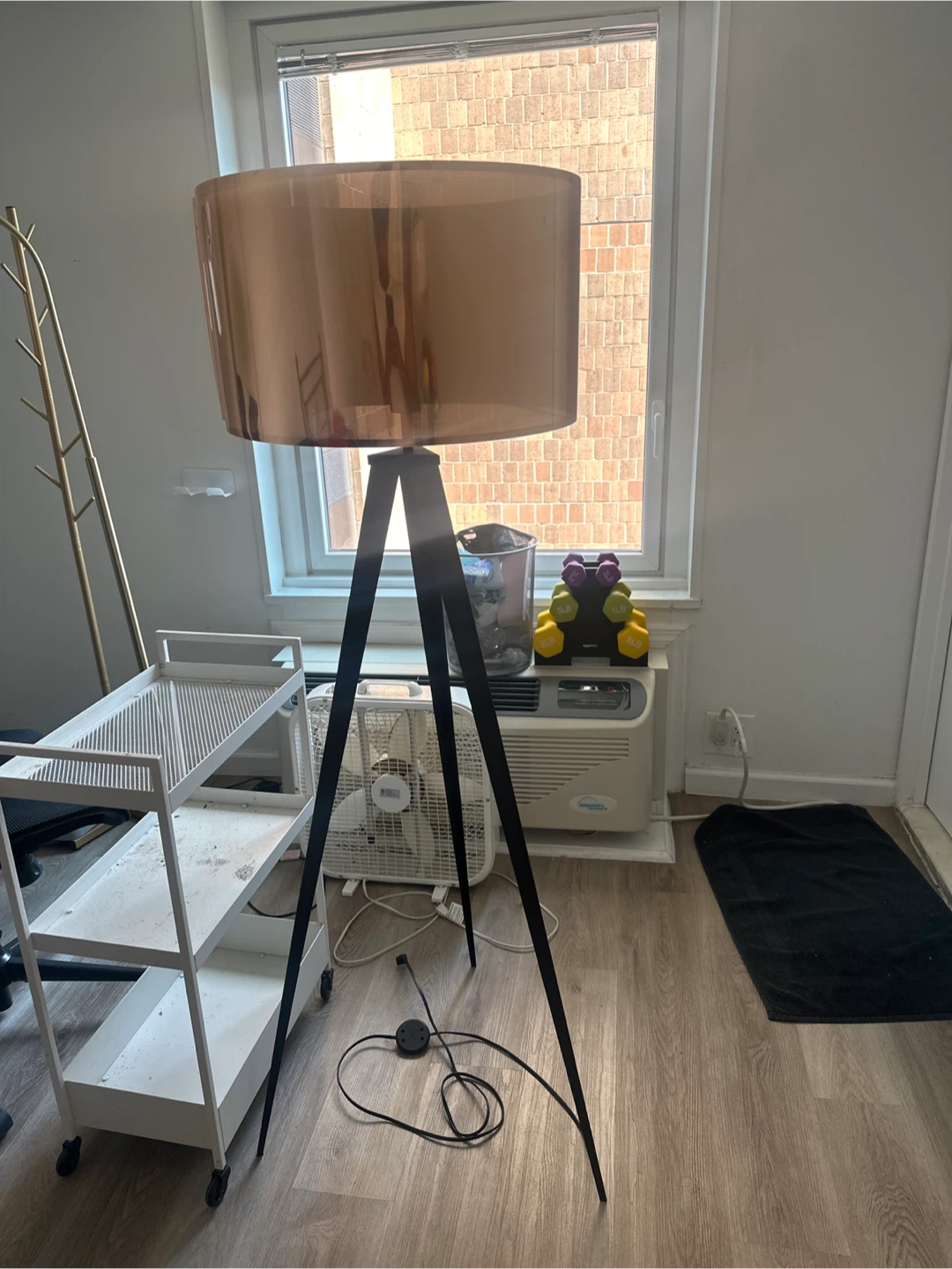 Copper Drum Lamp Shade with Tripod Base