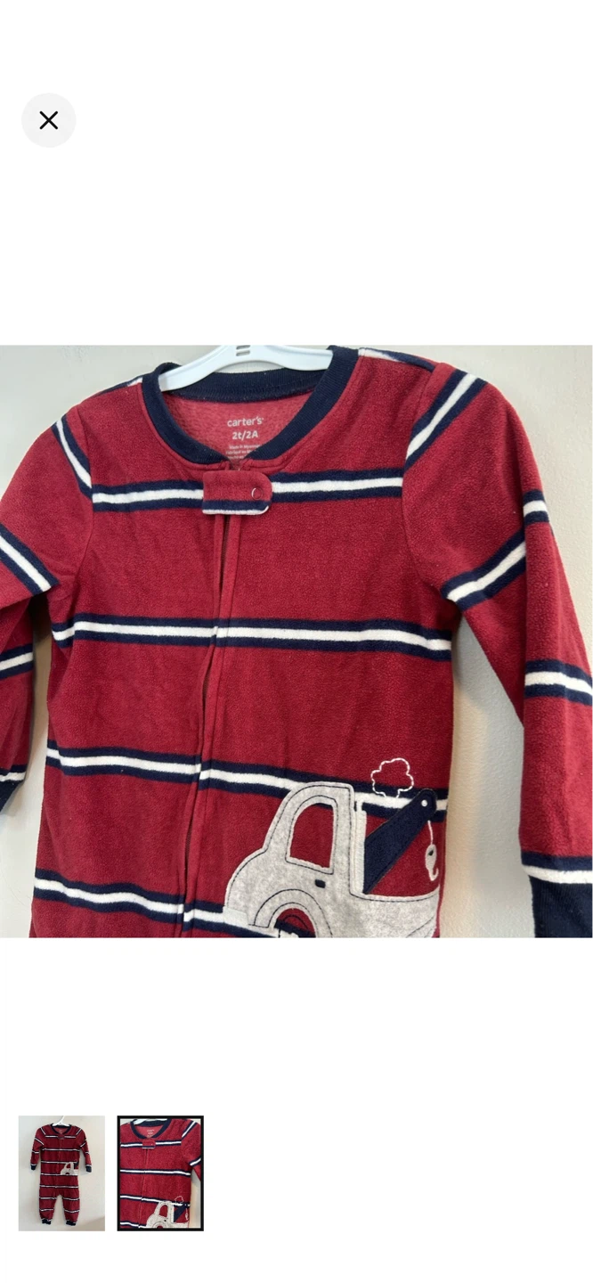 Carter's Striped Pajama Set with Truck - Size 2T - photo 2