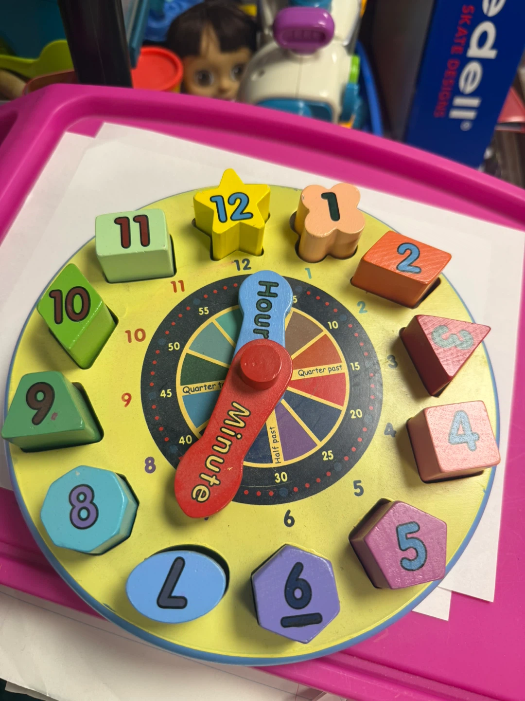 Wooden Shape Sorter Clock Toy