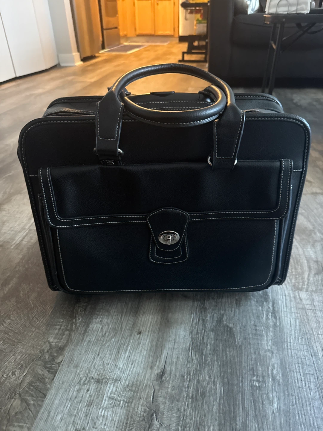 Black Faux Leather Briefcase