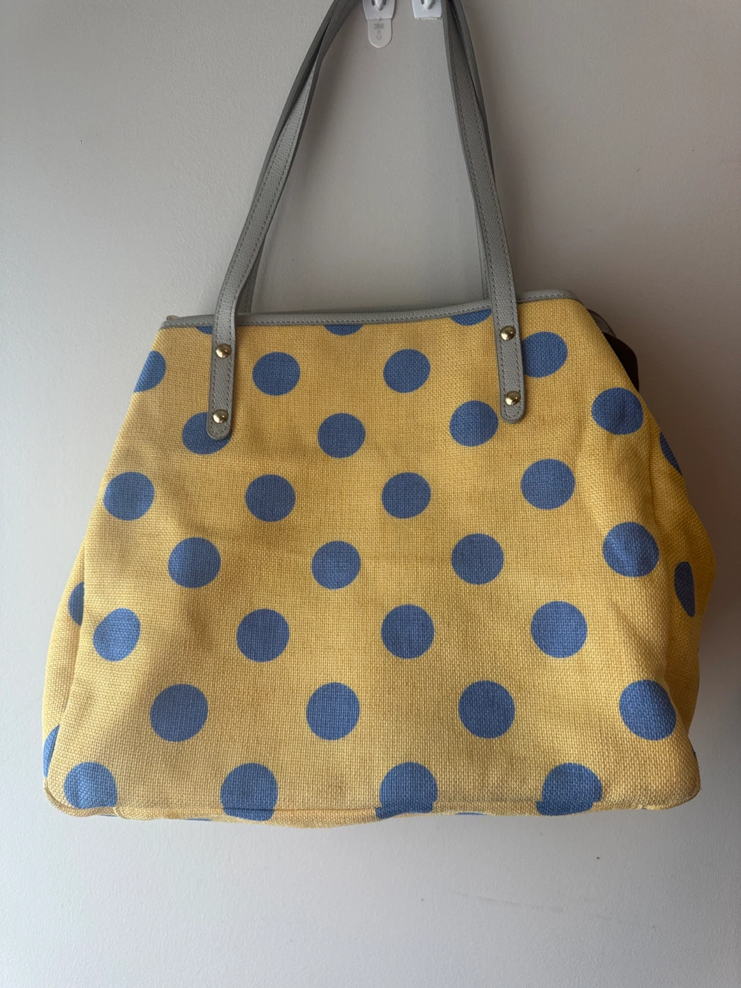 Yellow & Blue Polka Dot Tote Bag
