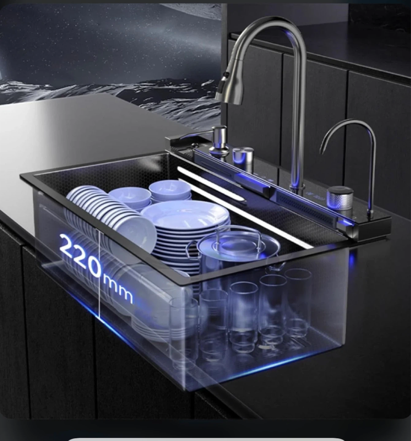 Smart Kitchen Sink with Waterfall Faucet - photo 2