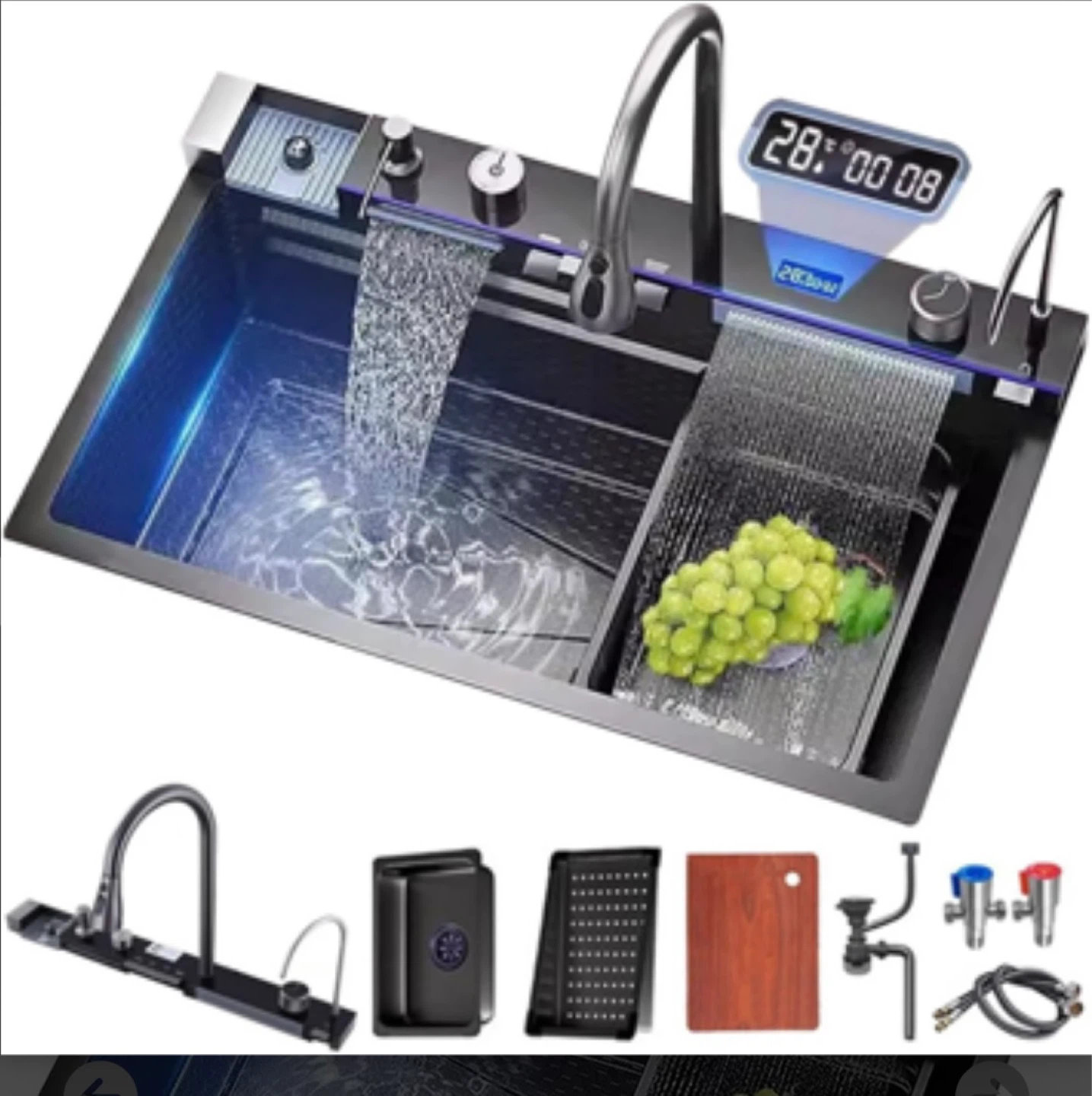 Smart Kitchen Sink with Waterfall Faucet
