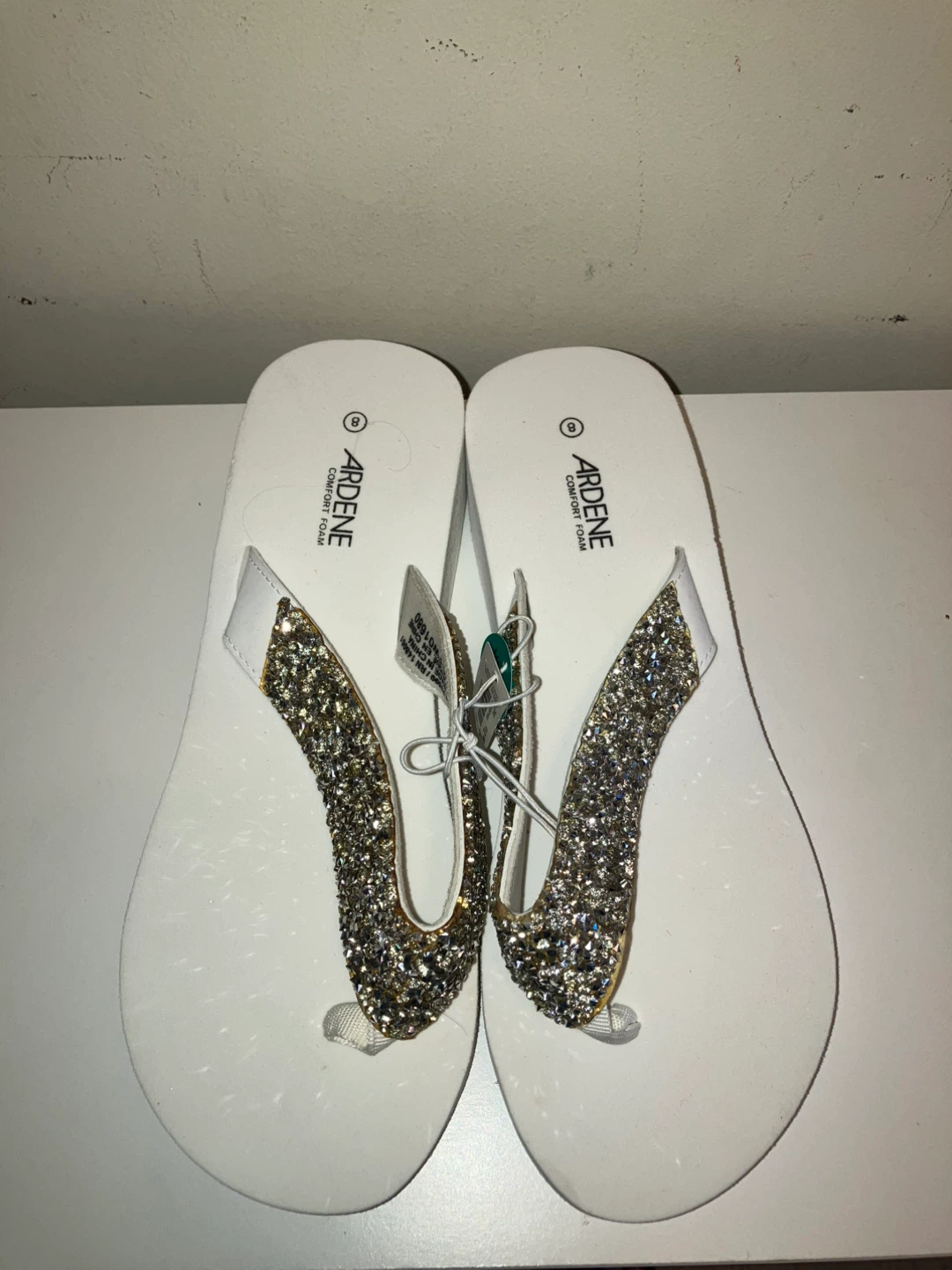 Ardene White Glitter Flip Flops