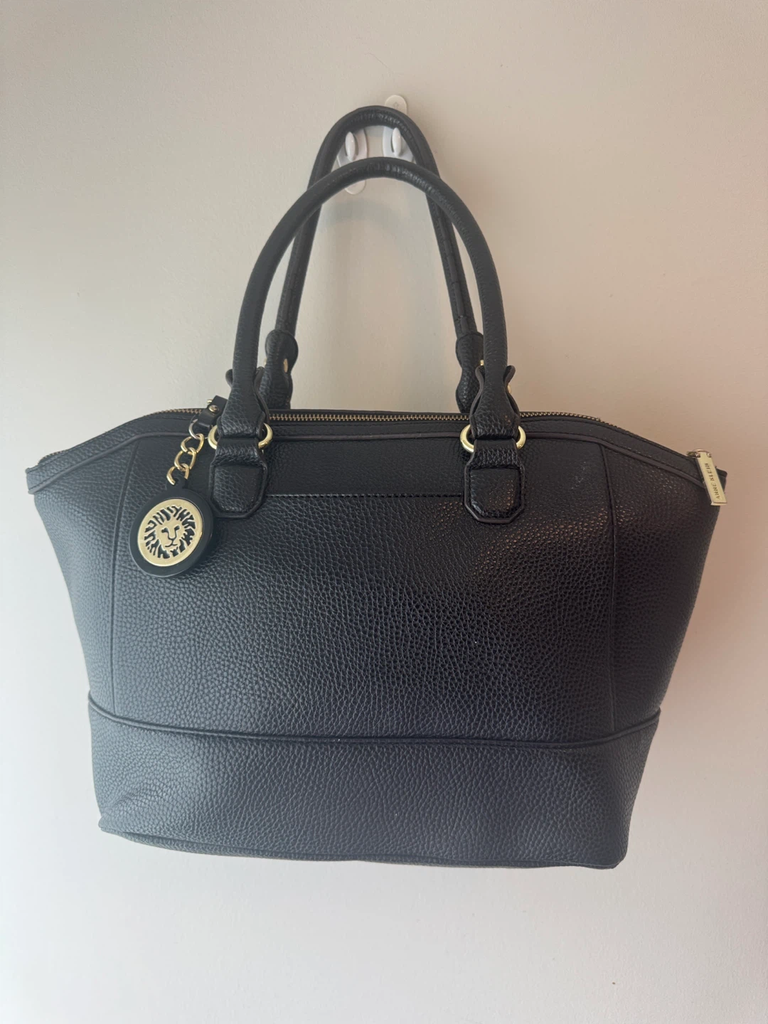 Anne Klein Black Pebble Grain Dome Satchel Handbag - photo 4