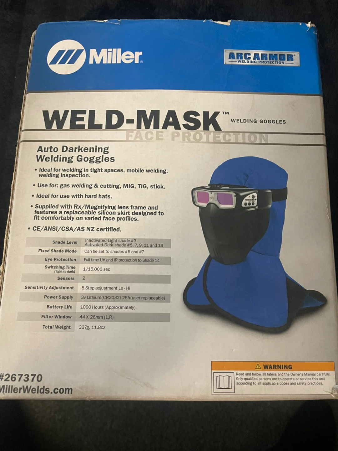 Miller Auto Darkening Welding Goggles WELD-MASK
