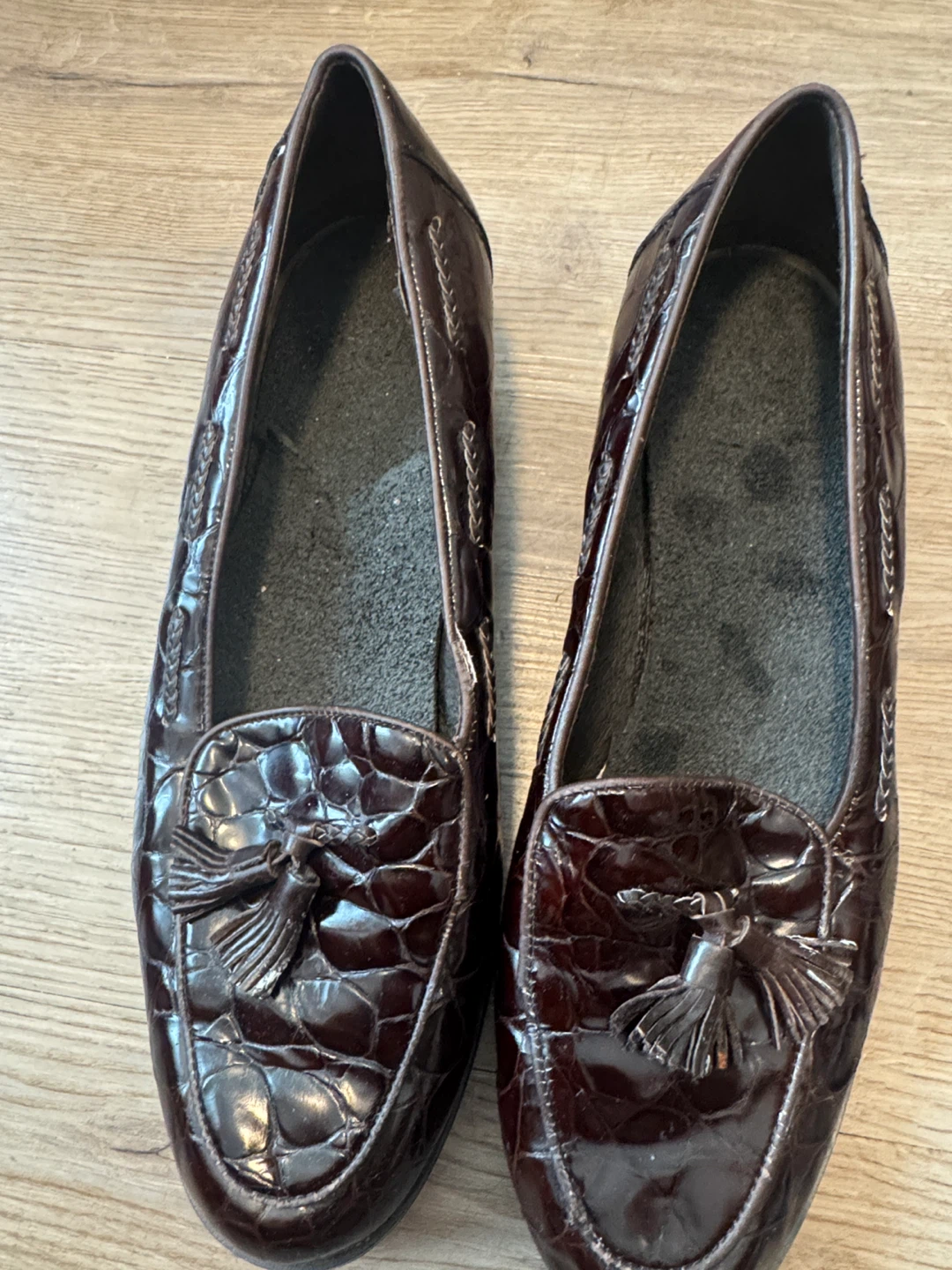 Amalfi Italian Brown Croc-Embossed Tassel Loafers - photo 3
