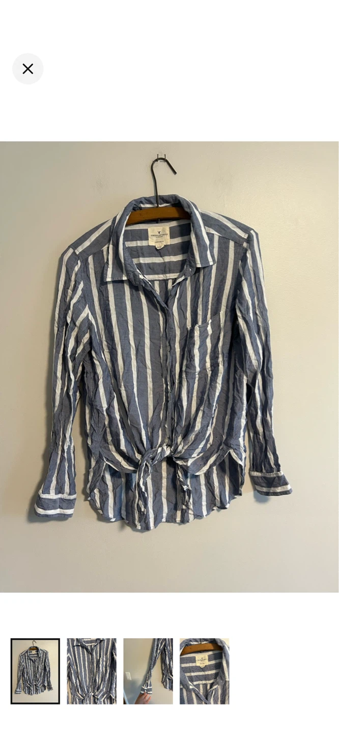 American Eagle Outfitters Striped Tie-Front Shirt