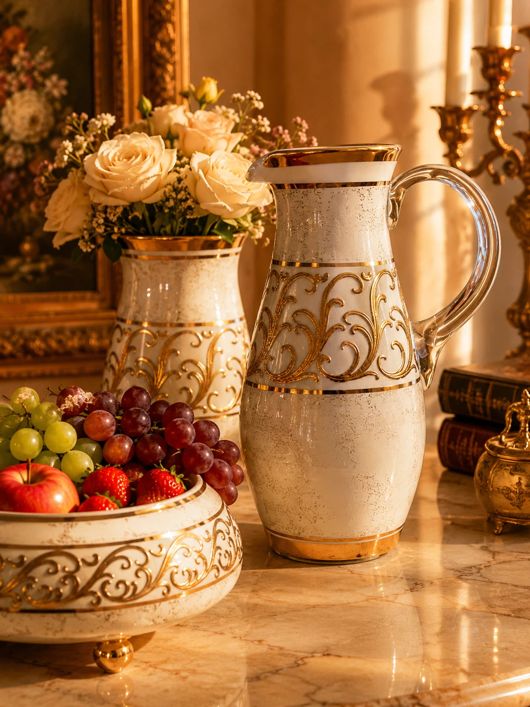 Ornate White and Gold Pitcher - photo 2