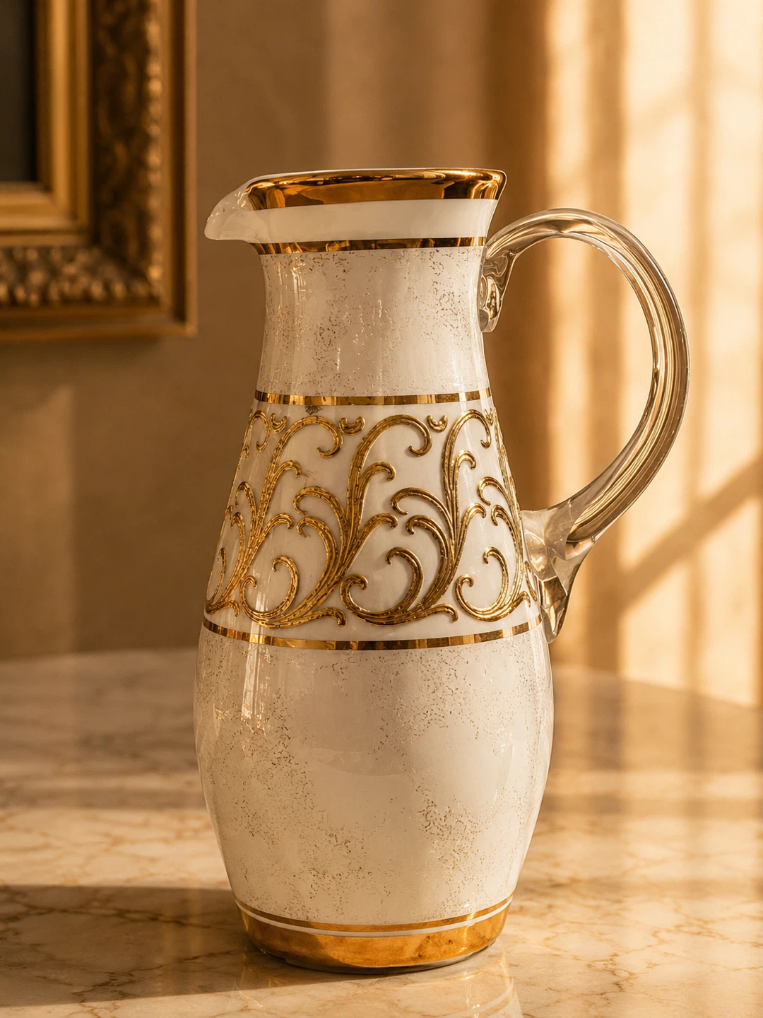 Ornate White and Gold Pitcher - photo 4