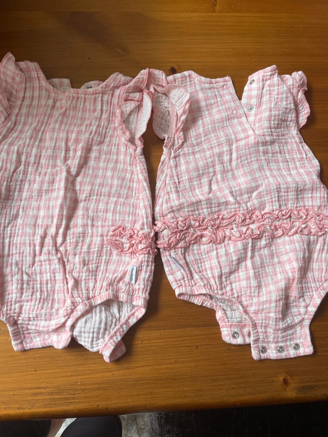 Gerber Baby Girl Pink Gingham Rompers (2-Pack)