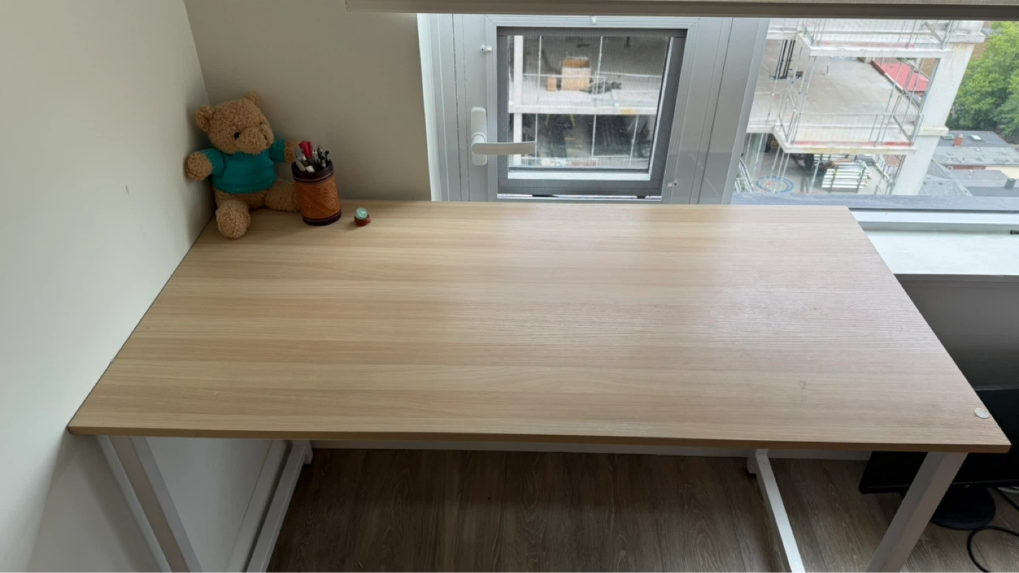 Wooden Desk with White Metal Frame - photo 3