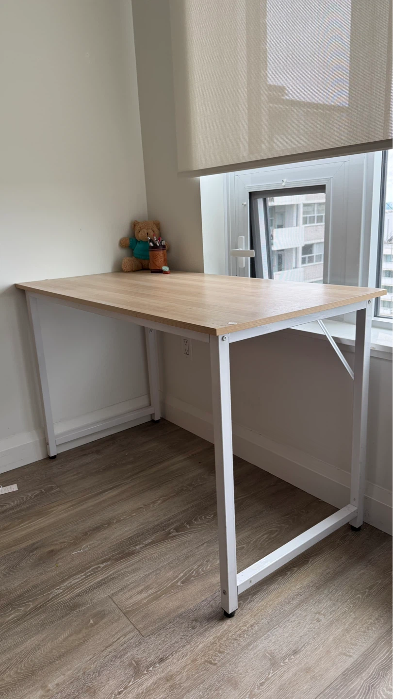 Wooden Desk with White Metal Frame