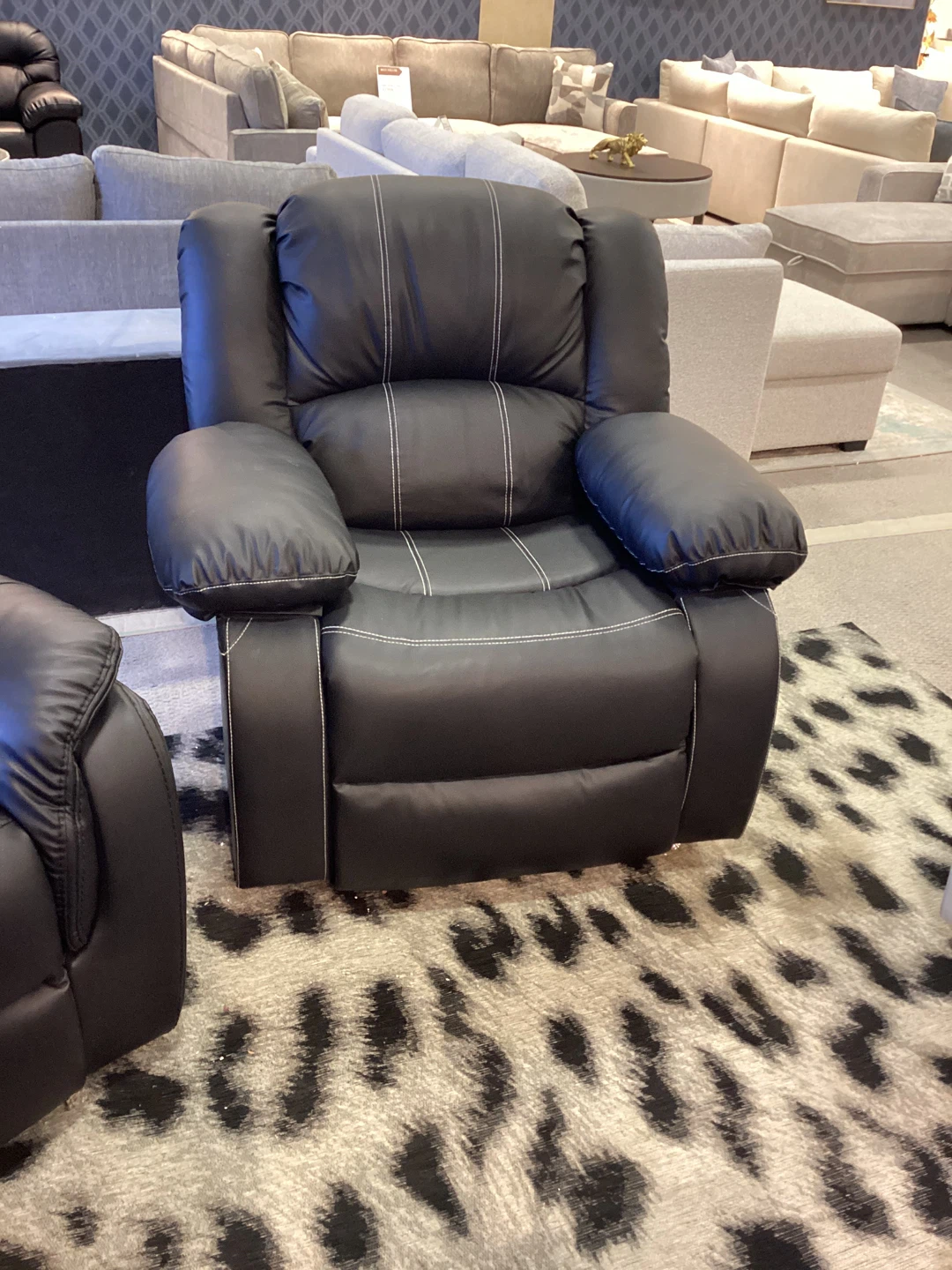 Black Faux Leather Recliner Chair