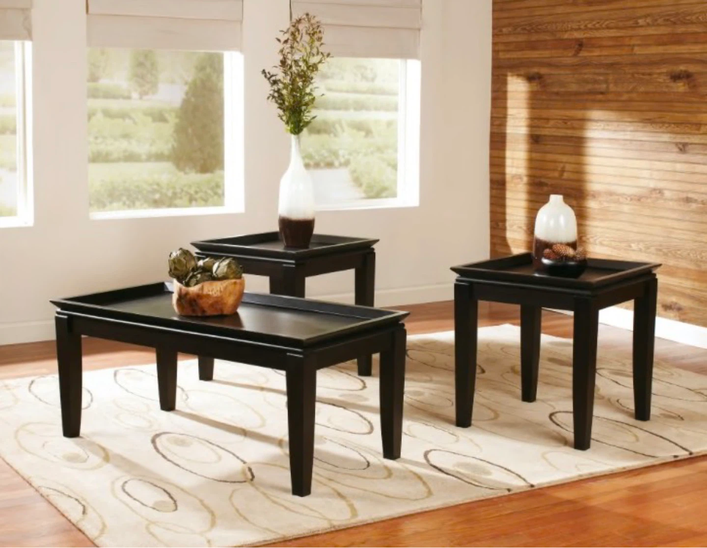 BLACK COFFEE TABLE AND TWO END TABLES - photo 2