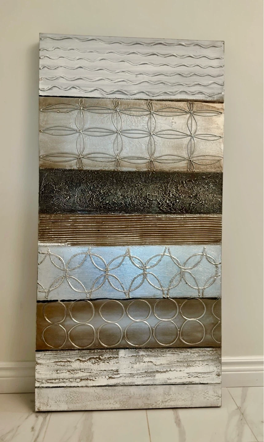 Large Textured Striped Wall Art Canvas