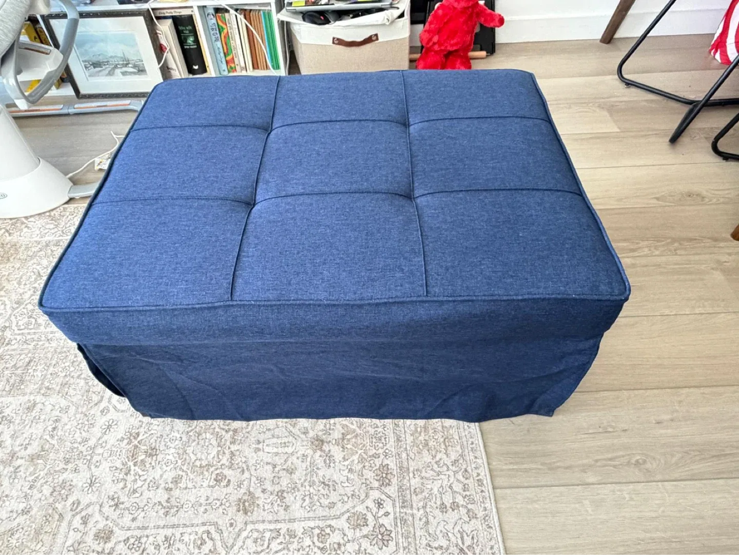 Blue Convertible Ottoman to Chaise Lounge
