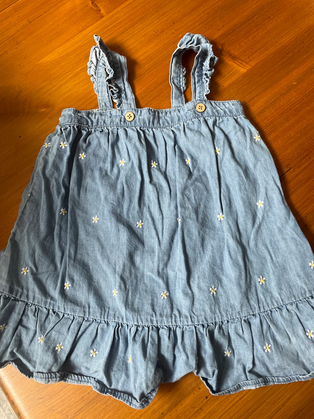 Kids Blue Denim Dress with Daisies