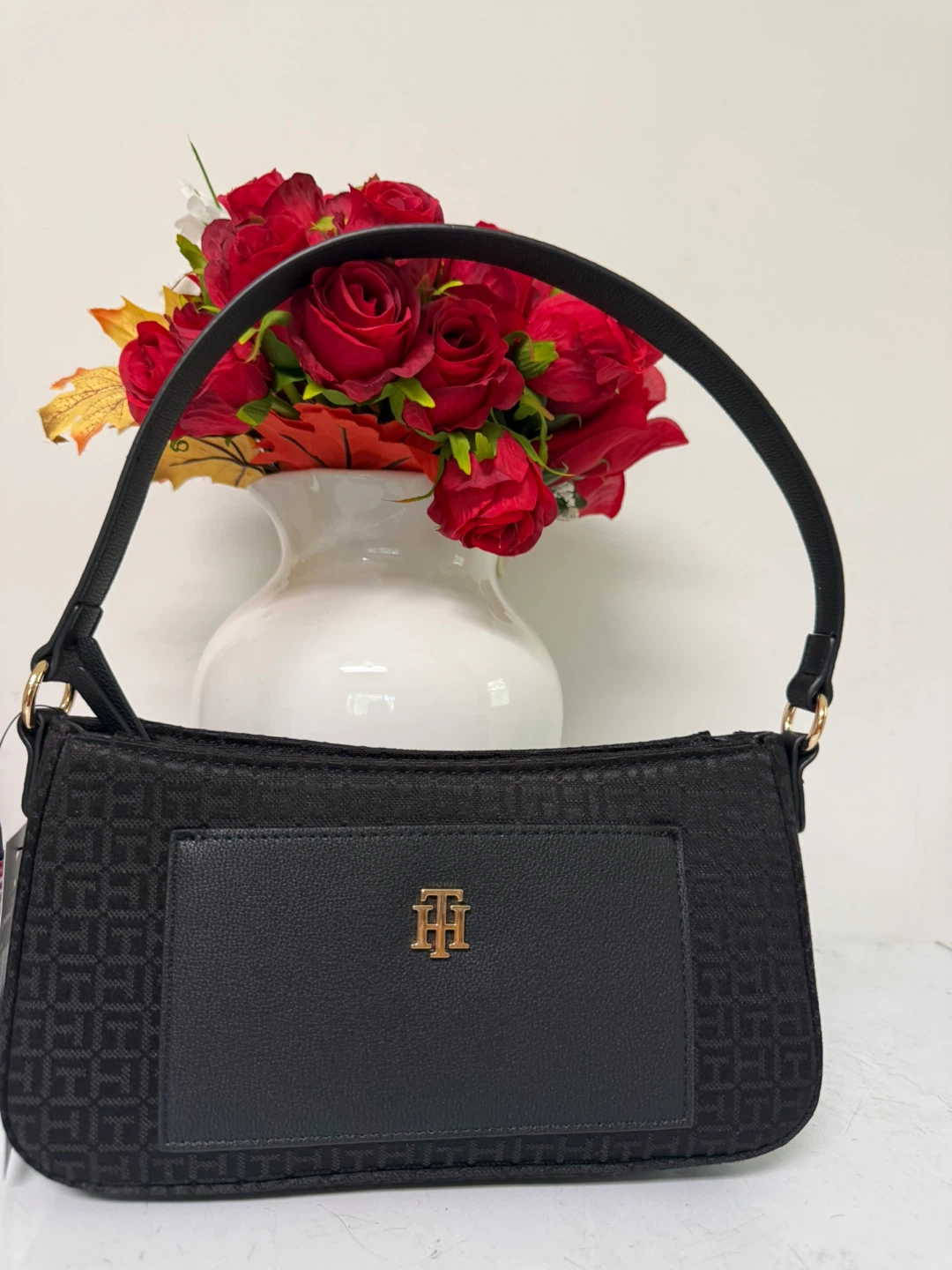 Tommy Hilfiger Black Monogram Shoulder Bag