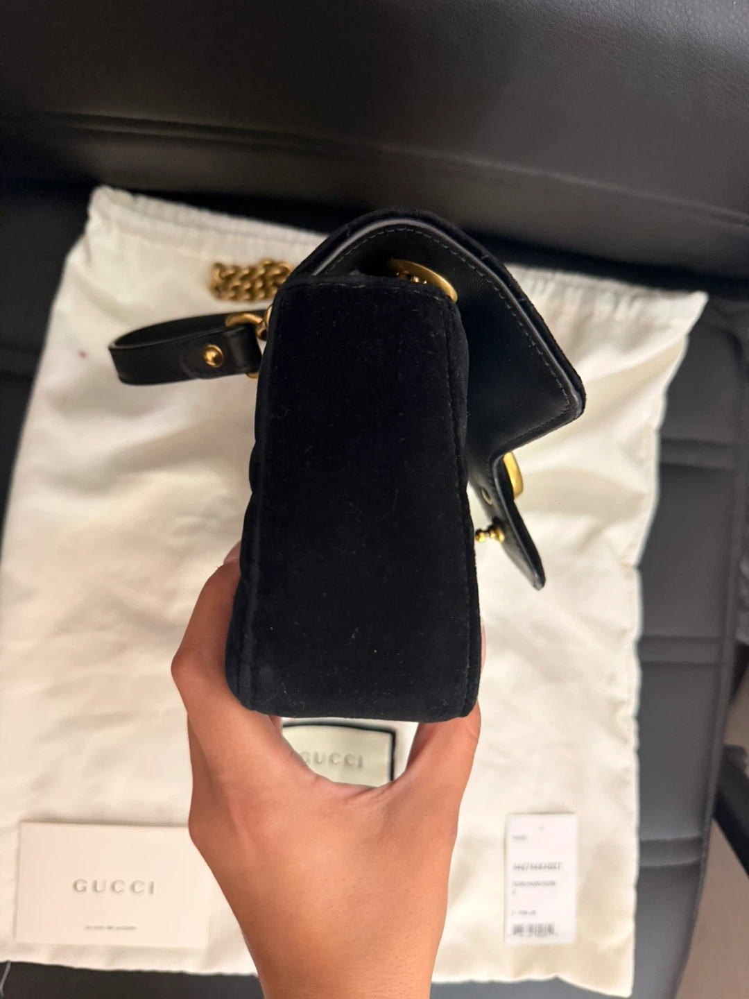 Gucci Velvet Matelasse Mini GG Marmont Shoulder Bag Black - photo 4