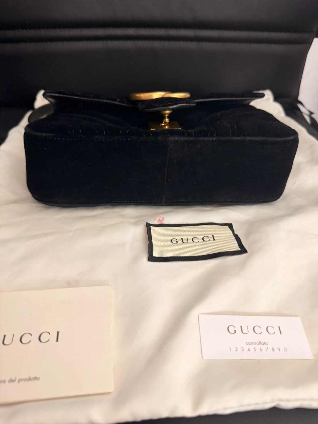 Gucci Velvet Matelasse Mini GG Marmont Shoulder Bag Black - photo 3
