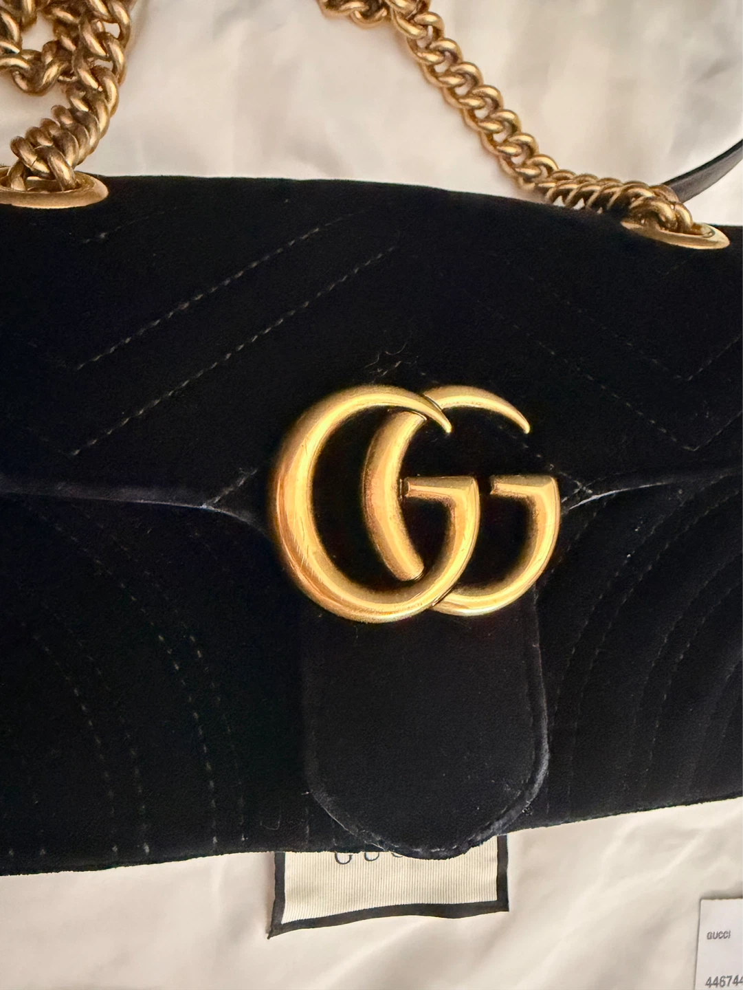Gucci Velvet Matelasse Mini GG Marmont Shoulder Bag Black - photo 2