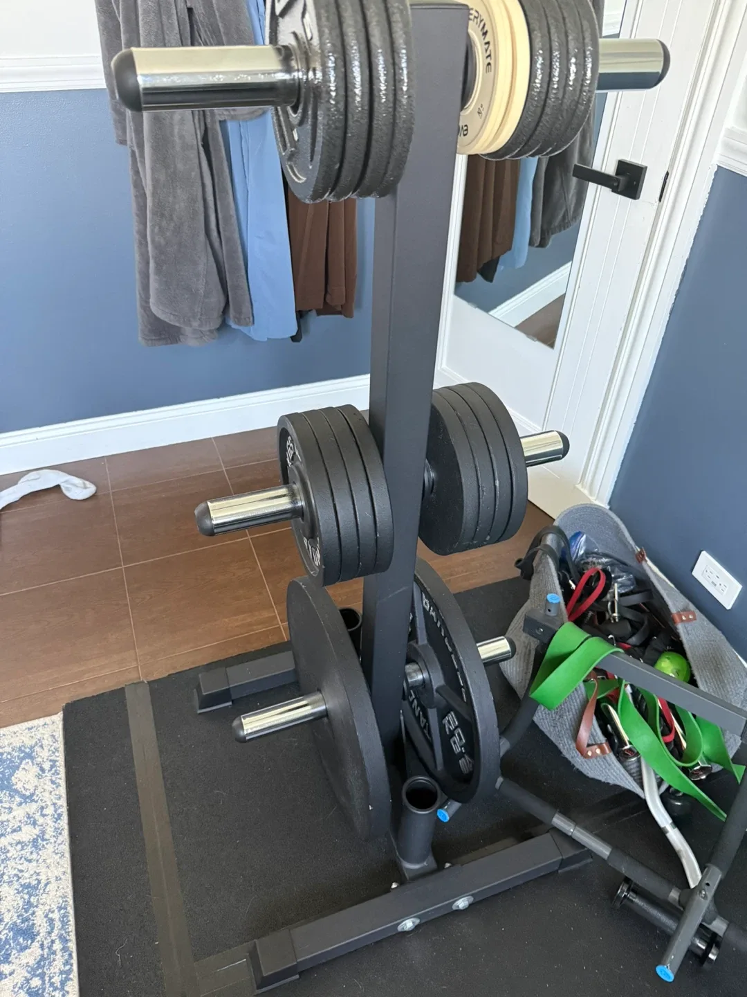 200lb Olympic metal weight plates and plate tree - photo 3