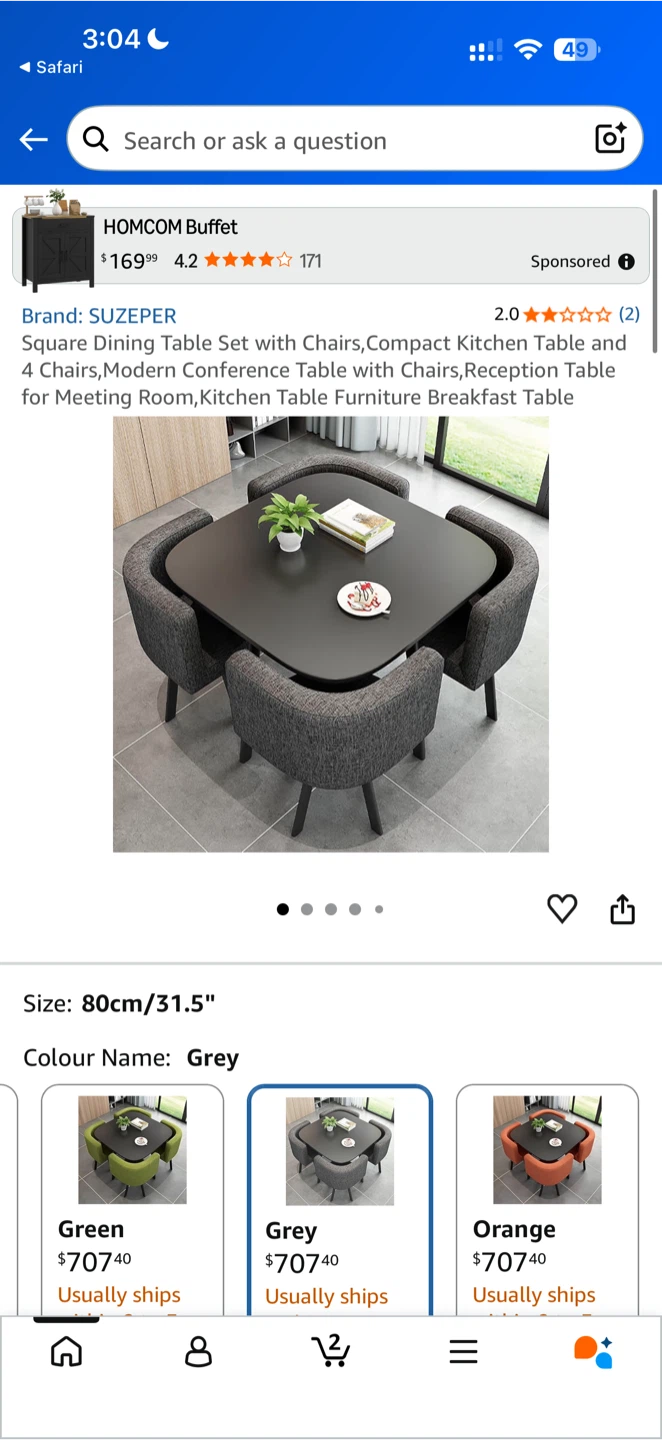 SUZEPER Square Dining Table Set with 4 Chairs
