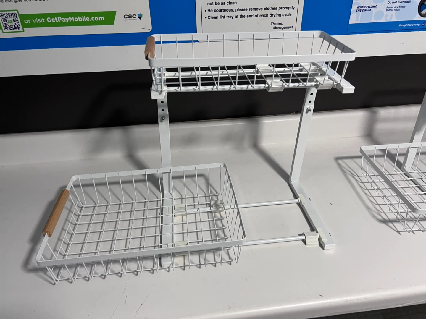 White Metal 2-Tier Wire Basket Shelf - photo 4