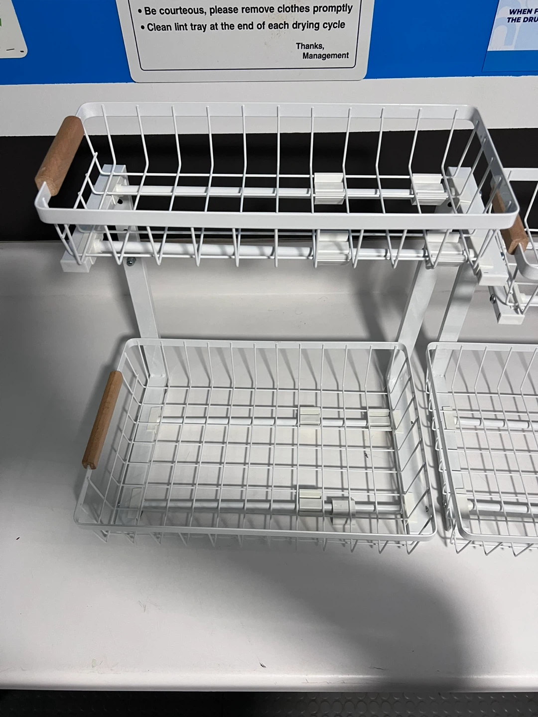 White Metal 2-Tier Wire Basket Shelf - photo 2