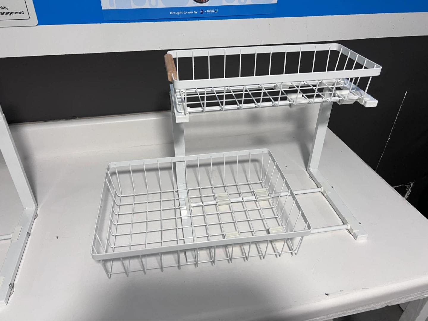 White Metal 2-Tier Wire Basket Shelf - photo 3