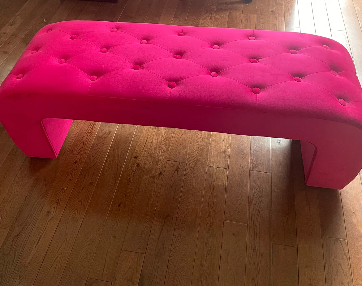 Hot Pink Tufted Bench