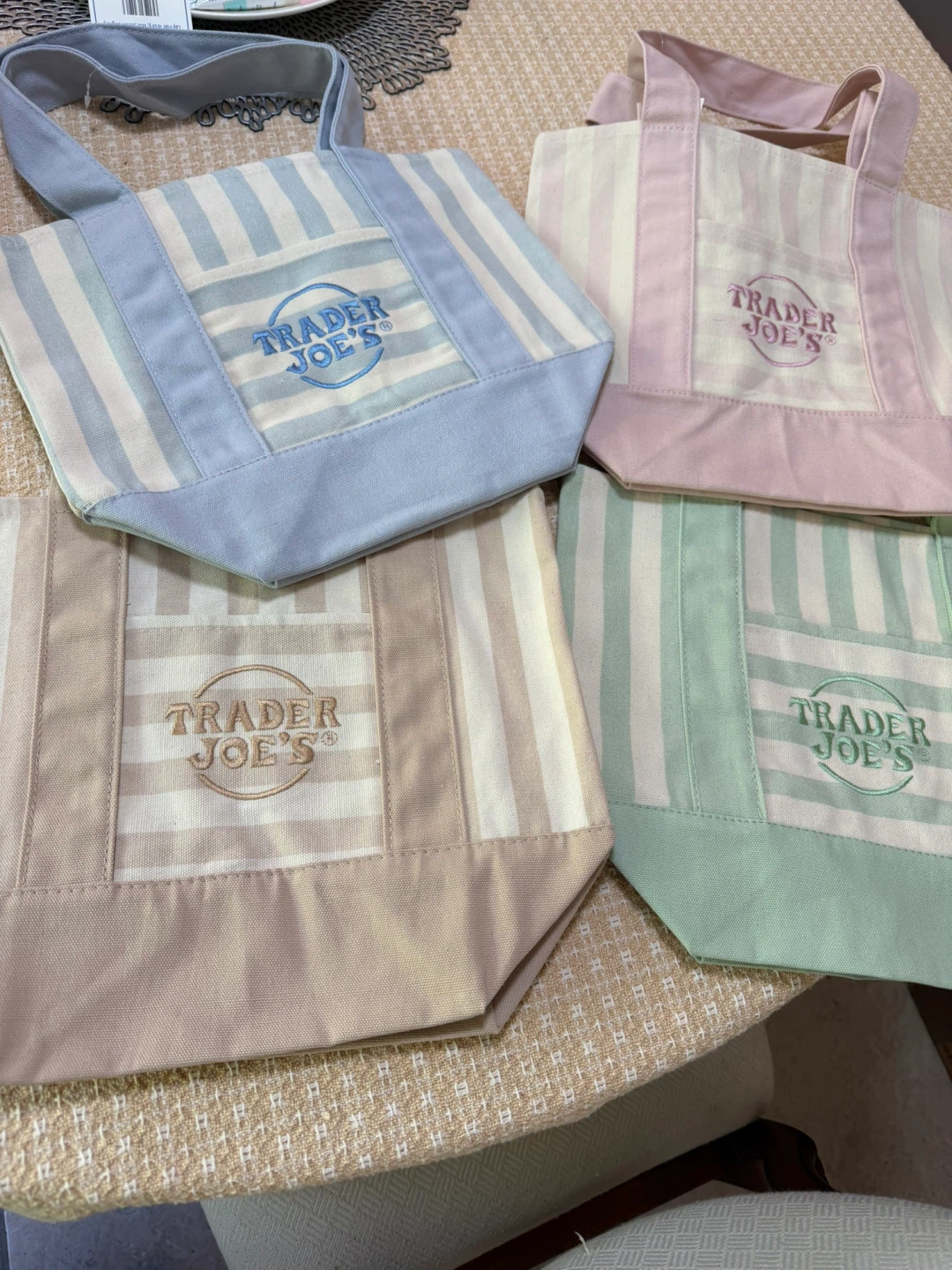 Trader Joe's Striped Canvas Tote Bags