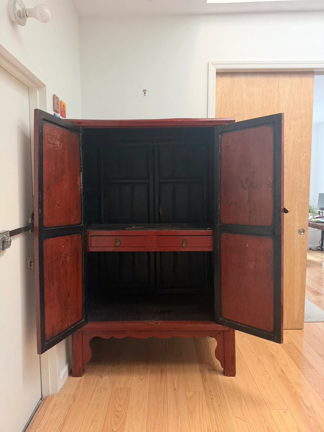 Antique Red Vintage Chinese Dresser - photo 5