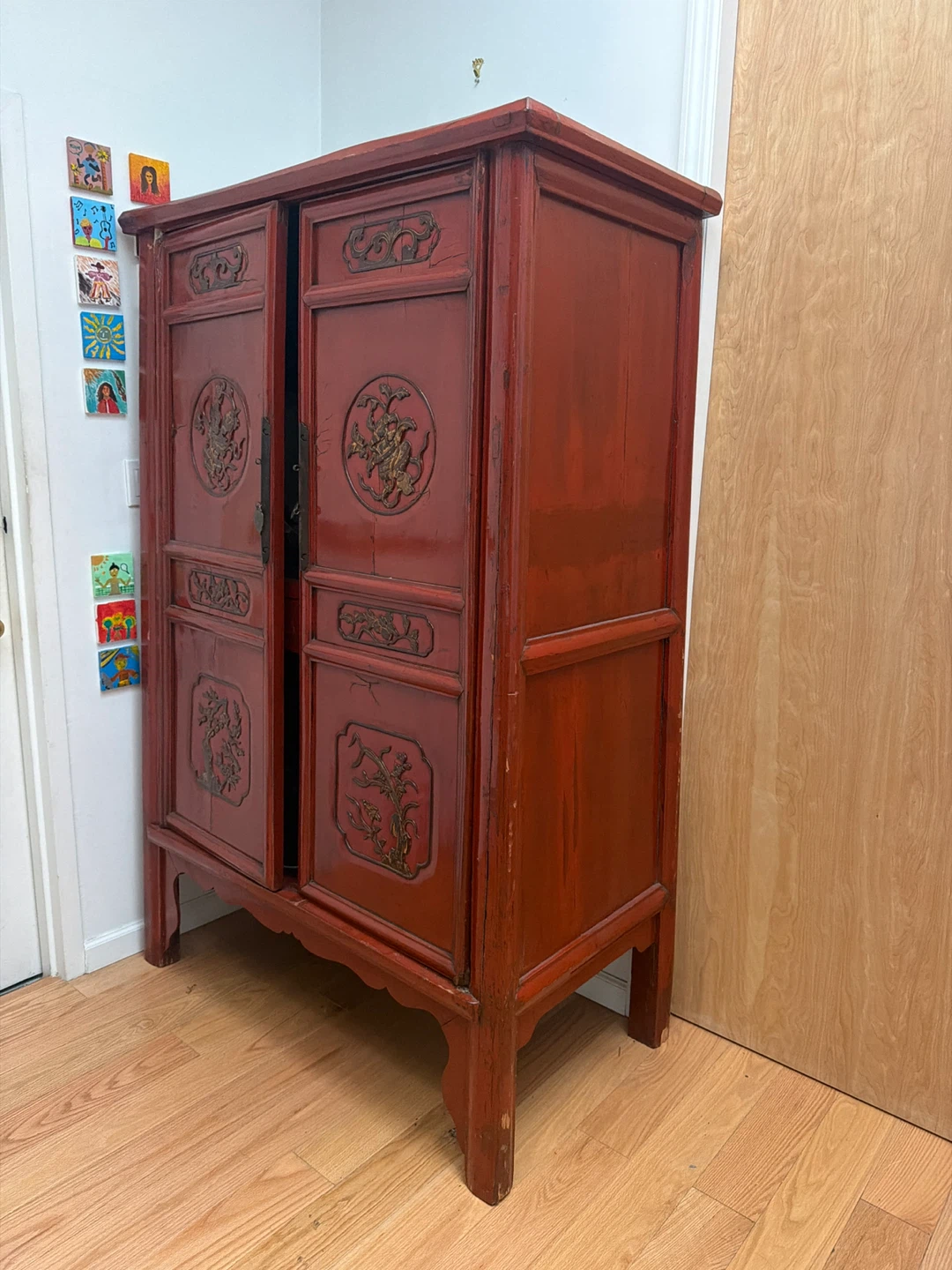 Antique Red Vintage Chinese Dresser - photo 2