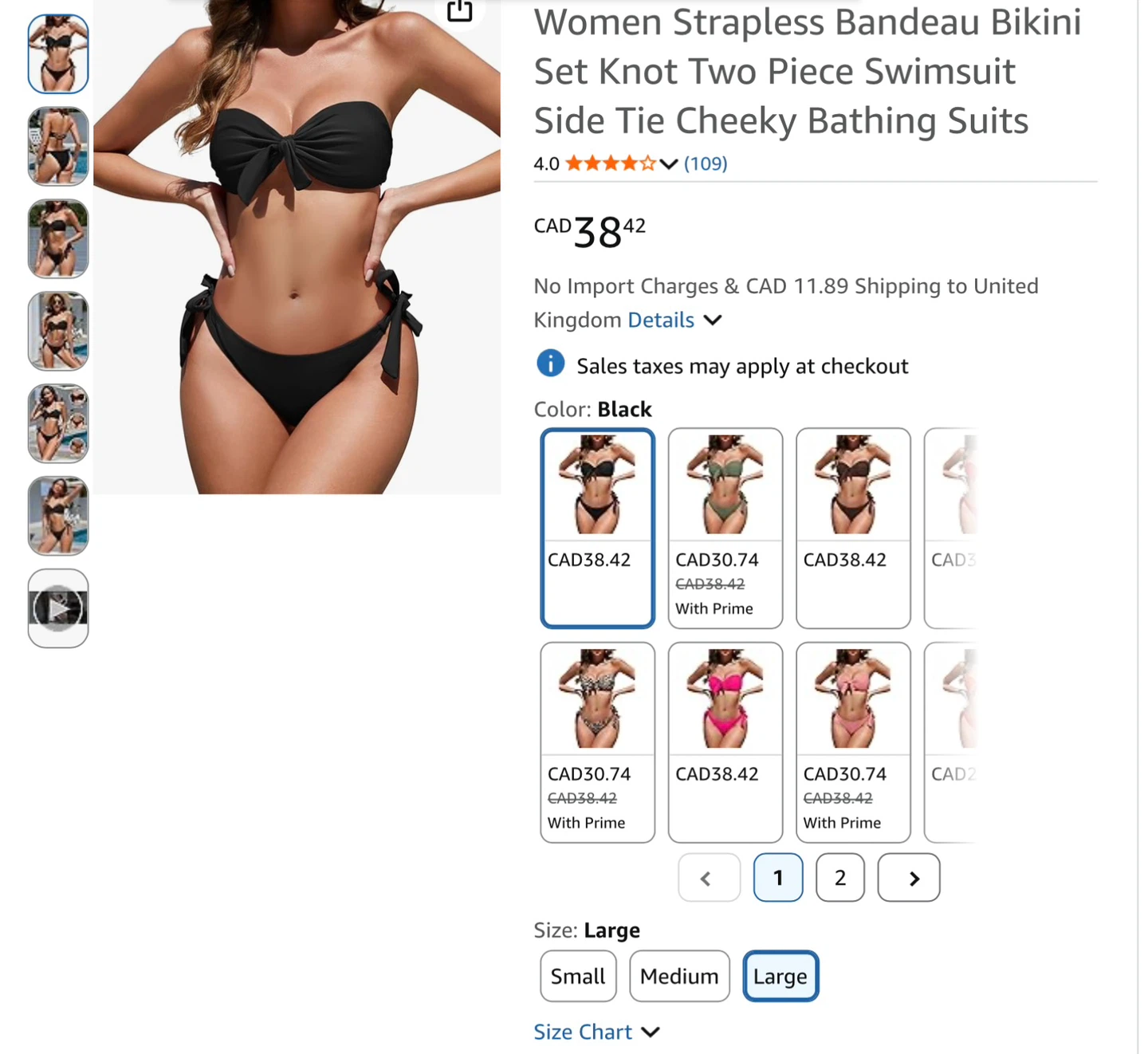 Women's cute Bandeau Bikini Set - Size L